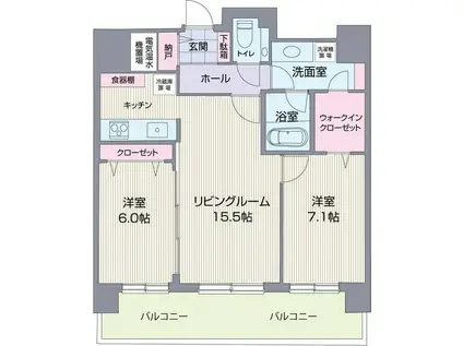 ダイアパレス札幌東アクティオ(2LDK/2階)の間取り写真