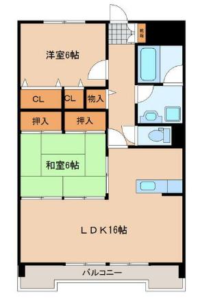 メゾンエトワール柏木(2LDK/3階)の間取り写真