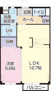LUCE YUTAKA(1LDK/1階)の間取り写真