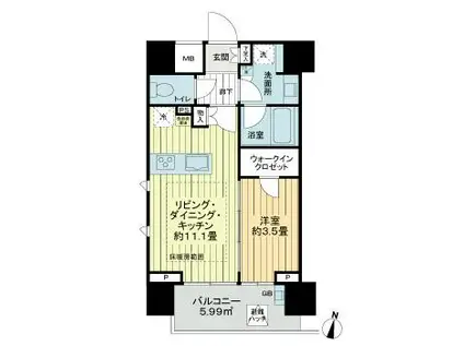 ウィルローズ大宮KAN(1LDK/6階)の間取り写真