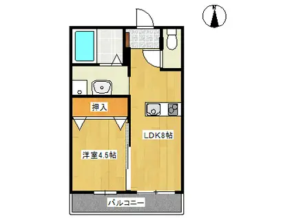 ラフィーネコート(1LDK/2階)の間取り写真