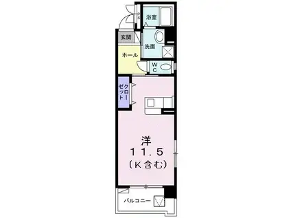 ラ・メール新都心(ワンルーム/4階)の間取り写真