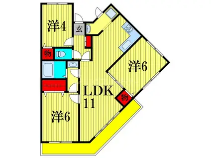 ベルシェ壱番館(3LDK/2階)の間取り写真