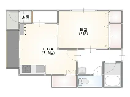 サンフローラル(1DK/1階)の間取り写真