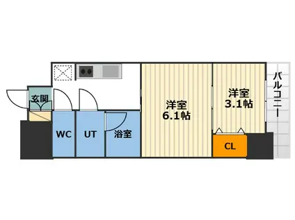 ウエリスアーバン守口(2K/9階)の間取り写真