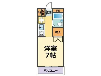 リバーサイドハイツ米田(1K/2階)の間取り写真