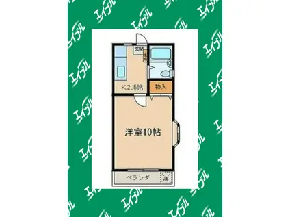 コーポニシベ(1K/3階)の間取り写真