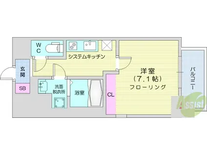 BRIGHTON イースト(1K/7階)の間取り写真