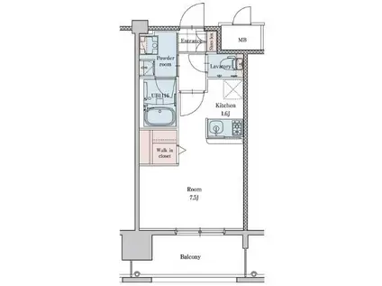 エンクレストベイサイド通(1K/7階)の間取り写真