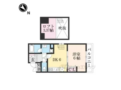 MONTEROSSO京大前(1DK/3階)の間取り写真