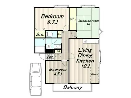 リビエール南平(3LDK/2階)の間取り写真