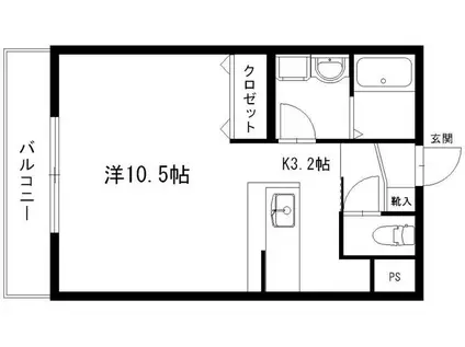 グランストーク篠ヶ瀬(1K/3階)の間取り写真