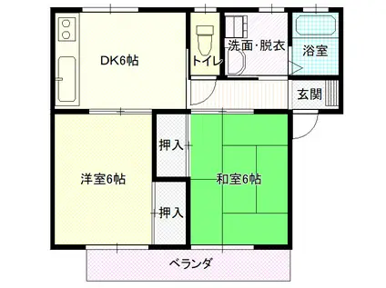 ハイ・ウエステリア(2DK/1階)の間取り写真