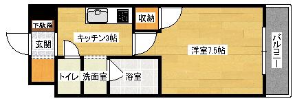 シャルマン財官III(1K/5階)の間取り写真