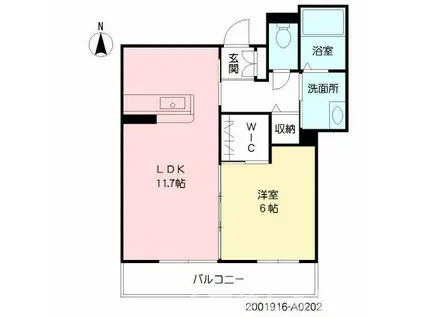 ハッピーステイ(1LDK/2階)の間取り写真