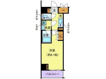 ディアレイシャス港区海岸(1K/9階)の間取り写真