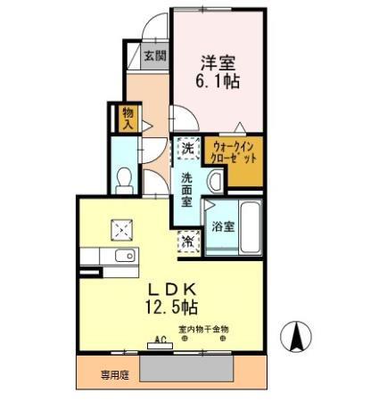 静岡県磐田市 2階建 築15年(1LDK/1階)の間取り写真