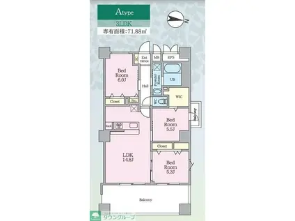 PJツリーネスト(3LDK/4階)の間取り写真