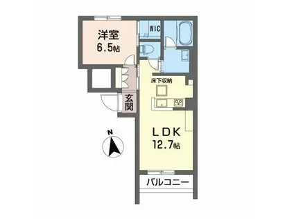 LA・LUNA宮千代(1LDK/1階)の間取り写真