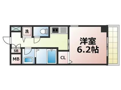 グランパシフィック大今里南(1K/9階)の間取り写真