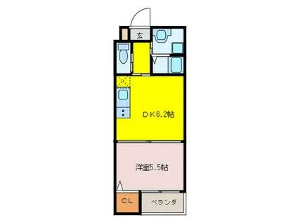 RHINO FLATS(1DK/2階)の間取り写真