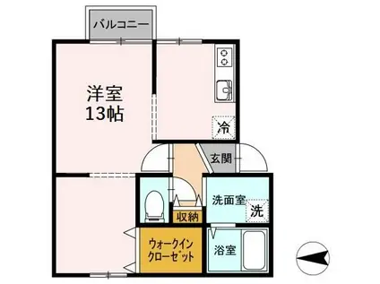 サンパティーク鎌田(ワンルーム/1階)の間取り写真