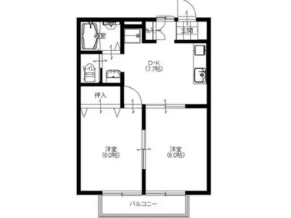 ビーバープレイス五井A(2DK/2階)の間取り写真