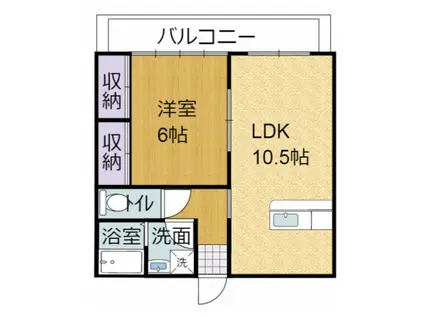 近江アパート北棟(1LDK/1階)の間取り写真