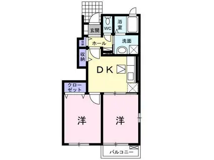フォルサ・エムB(2DK/1階)の間取り写真