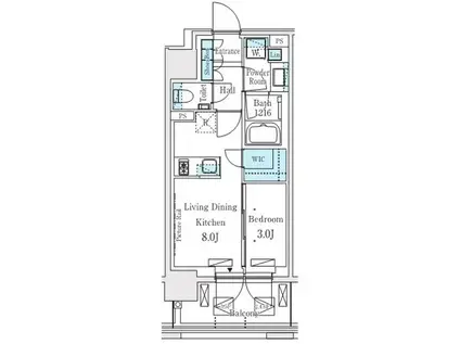 プライムガーデン恵比寿南(1LDK/5階)の間取り写真