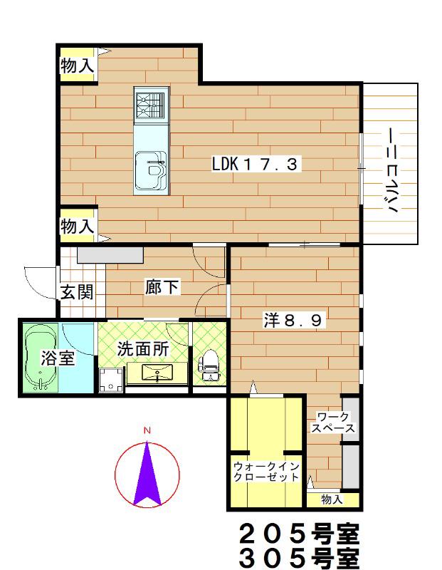 ソレアード泉(1LDK/3階)の間取り写真