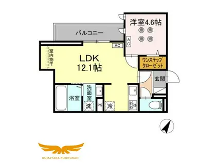 シャルム新屋敷(1LDK/3階)の間取り写真