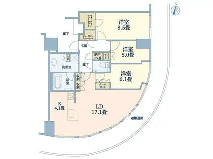 BRILLIA TOWER堂島(3LDK/15階)の間取り写真