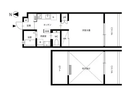 クレル西川原 北棟(1K/2階)の間取り写真