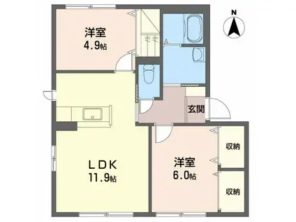シャーメゾンラヴィ A棟(2LDK/1階)の間取り写真
