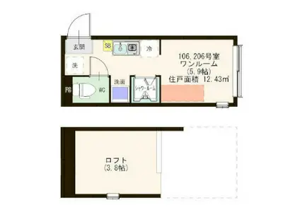 ハーモニーテラス・A‐STAGE練馬(ワンルーム/2階)の間取り写真