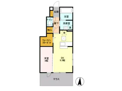 アムール光が丘(1LDK/1階)の間取り写真