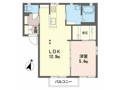 リバーサイド中島(1LDK/1階)の間取り写真