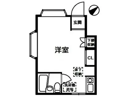 ローズアパートB棟(ワンルーム/1階)の間取り写真