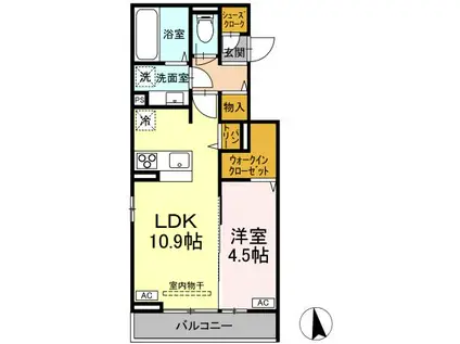 トータス(1LDK/3階)の間取り写真
