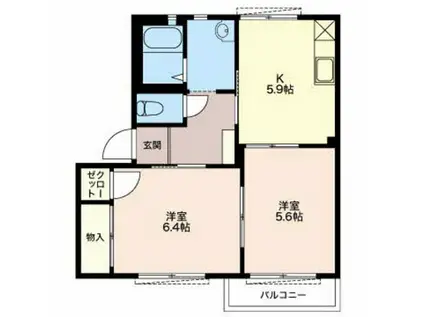 ビクトリーパレス(2DK/2階)の間取り写真