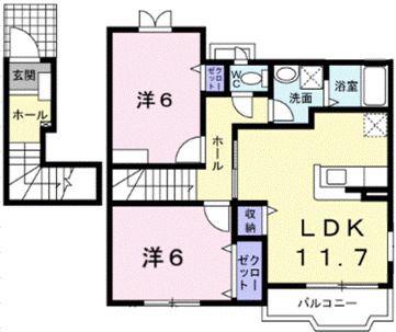 ベルグ フース(2LDK/2階)の間取り写真