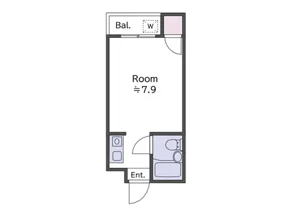アローニアノムラA棟(ワンルーム/2階)の間取り写真