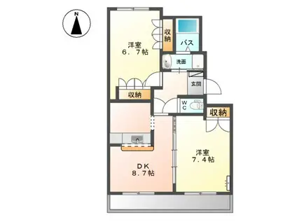 パジェール花水木(2DK/2階)の間取り写真