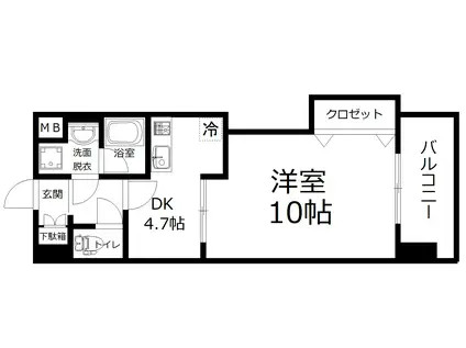 グリーンアベニュー(1DK/7階)の間取り写真
