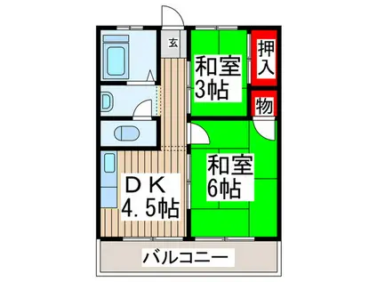 弥生マンション(2DK/2階)の間取り写真