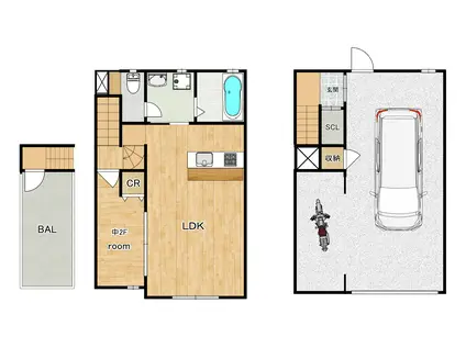 GAREGE LUSSO(1LDK/1階)の間取り写真