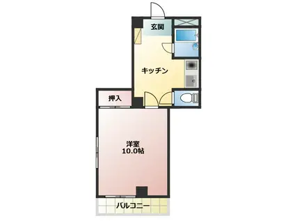 YOマンション(1K/2階)の間取り写真