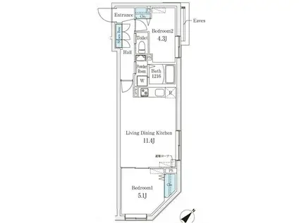AGLAIA千石(2LDK/2階)の間取り写真