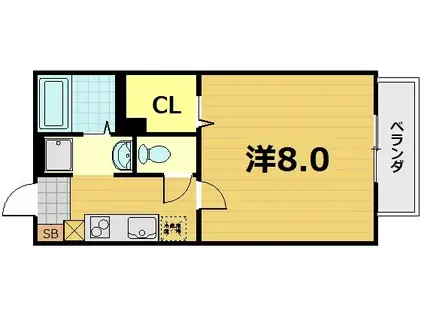 カナル桃山II(1K/2階)の間取り写真